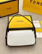 Fendi Baguette White And Black Color Block Leather Bag 26Cm 8Br821Apkof1Nz3 - Image 9