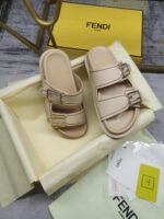 Fendi Feel Leather Slides Beige 8X8326Na7F1Kcu - Image 7
