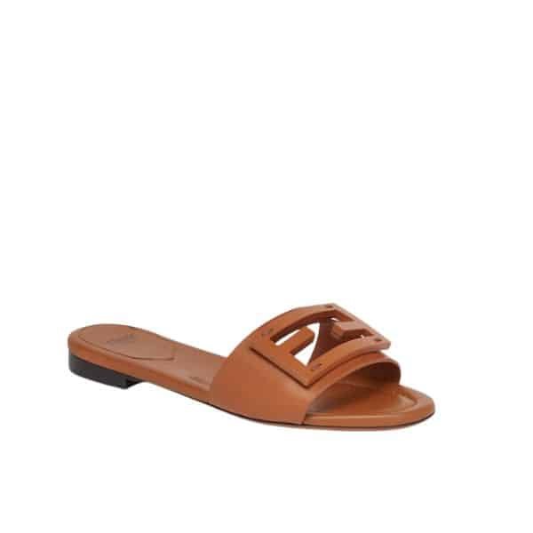 xr:d:DAFp4f9JdKc:271,j:9058263066170606586,t:23080104 Fendi Baguette Brown Leather Slides 8R8136Ae7Tf1C4R - Image 1