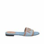 Fendi Signature Light Blue Denim Slides