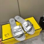 Fendi Baguette Silver Nappa Leather Slides 8R8136Ai16F0Ge7 - Image 3