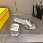 Fendi Baguette Silver Nappa Leather Slides 8R8136Ai16F0Ge7 - Image 4