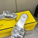 Fendi Baguette Silver Nappa Leather Slides 8R8136Ai16F0Ge7 - Image 6
