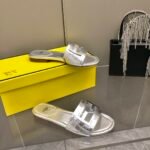 Fendi Baguette Silver Nappa Leather Slides 8R8136Ai16F0Ge7 - Image 8