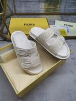 Fendi Feel Leather Sandals White - Image 6
