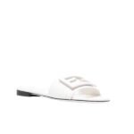 Fendi Baguette White Leather Slides