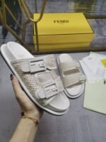 Fendi Feel Leather Sandals White - Image 2
