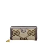 Gucci Monogram Canvas Zip Long Wallet Dark Brown 19.5Cm