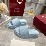 Gucci Women’s Gg Platform Sandal Light Blue ‎816797 Fad9D 4952 - Image 5