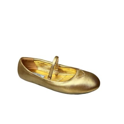Prada Soft Padded Nappa Leather Ballerinas Gold
