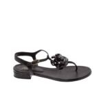 Chanel Jelly Black Rubber Camellia Sandals Black