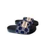 Gucci Gg Horizontal Strap Sandals With Tag In Blue