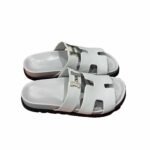 Hermes Chypre Sandal H Logo Silver Hardware Light Grey