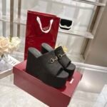 Gucci Women’s Wedge Sandal With Horsebit Black 816328 Fab10 1000 - Image 2