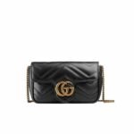 Gucci Gg Marmont Leather Super Mini Bag Black 17Cm 476433 Dtdct 1000