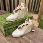 Gucci Gg Canvas Wedge Espadrilles Pink - Image 3