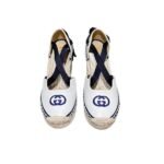 Gucci Gg Canvas Wedge Espadrilles White