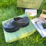 Gucci Men’S Slip On Sandal Black Gg Rubber 655517 Jfb00 1000 - Image 2