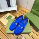 Gucci Horsebit Loafer With Crystals Blue Satin 759780 Knd90 4380 - Image 2