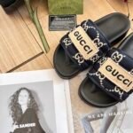 Gucci Gg Horizontal Strap Sandals With Tag In Blue - Image 5