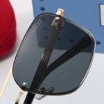 Gucci Square Gradient Vintage Gold Metal Sunglasses Black - Image 2