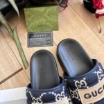 Gucci Gg Horizontal Strap Sandals With Tag In Blue - Image 4