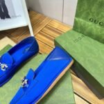 Gucci Horsebit Loafer With Crystals Blue Satin 759780 Knd90 4380 - Image 8