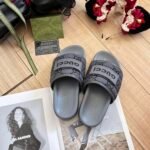 Gucci Gg Horizontal Strap Sandals With Tag In Grey - Image 7