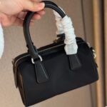 Prada Bauletto Recycled Nylon Shoulder Bag Black 21Cm - Image 3