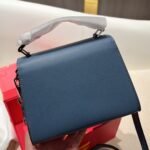 Valentino Garavani Vsling Crystal Embellished Leather Handbag Blue 18Cm - Image 3