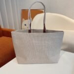 Prada Raffia Tote Beach Bag New Grey 37Cm - Image 4