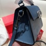 Valentino Garavani Vsling Crystal Embellished Leather Handbag Blue 18Cm - Image 5