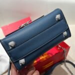 Valentino Garavani Vsling Crystal Embellished Leather Handbag Blue 18Cm - Image 6