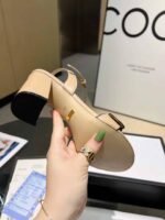 Gucci Leather Mid Heel Sandal Beige - Image 8