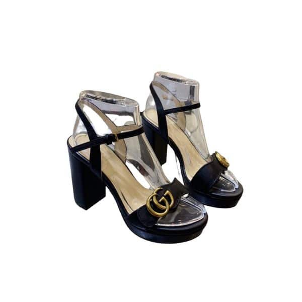 xr:d:DAFhRi1d-uw:21,j:3525291844,t:23042707 Gucci Gg Leather Heeled Sandal Black - Image 1