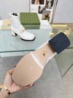 Gucci Horsebit Plaque Ankle Boots Off White - Image 5