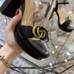Gucci Gg Leather Heeled Sandal Black - Image 7