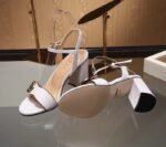 Gucci Leather Mid Heel Sandal White - Image 4