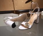 Gucci Leather Mid Heel Sandal White - Image 6