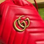 Gucci Gg Marmont Matelassé Mini Bucket Bag Red 13Cm 575163 Dtdht 6832 - Image 3