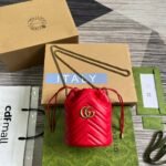 Gucci Gg Marmont Matelassé Mini Bucket Bag Red 13Cm 575163 Dtdht 6832 - Image 4