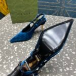 Gucci Women’S Platform Pump Blue Velvet - Image 5