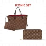 Iconic Set: Louis Vuitton Neverfull Gm Damier And Zippy Wallet Damier