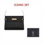 Gift Set: Saint Laurent Manhattan Small In Box Black And Chevron Card Holders