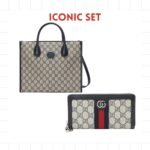 Iconic Set: Gucci Tote Bag With Interlocking G And Ophidia Zip Around Wallet