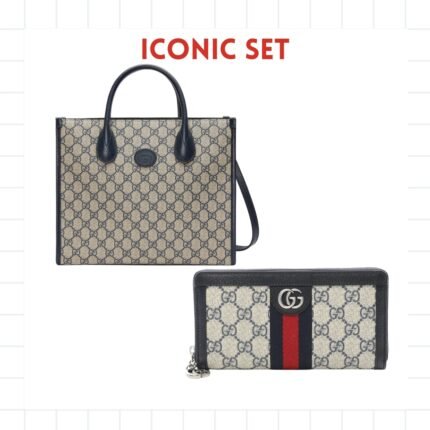 Iconic Set: Gucci Tote Bag With Interlocking G And Ophidia Zip Around Wallet
