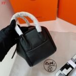 Hermes Lindy Mini Bag With Silver Hardware Black 20Cm - Image 3