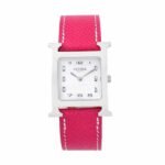 Hermes H Hour Watch Pink Strap 21Mm 038276Ww00