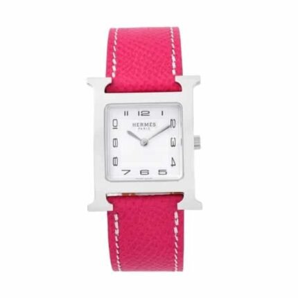 Hermes H Hour Watch Pink Strap 21Mm 038276Ww00