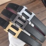 Hermès H Reversible Leather Belt Black And Gold 25Mm - Image 5